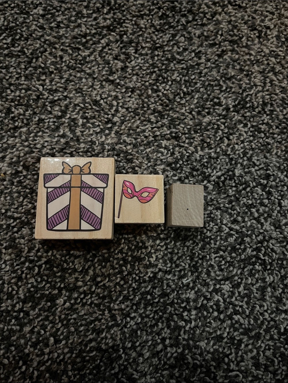 Wooden Stamps Set with Gift, Mask, and period.